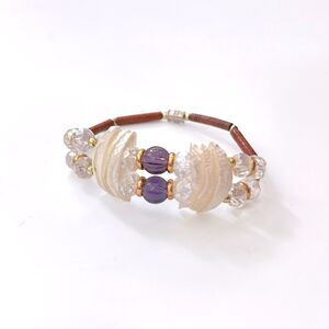 Mother Of Pearl Shell Crystal Bead Bracelet